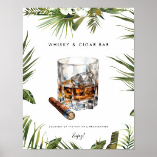 Tropische whisky & sigaar bar teken poster