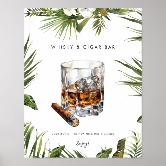 Tropische whisky & sigaar bar teken poster (Voorkant)
