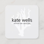 Tropische White Ocean Coral Interior Designer Vierkante Visitekaartje (Voorkant)