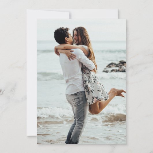 Tropische White Orchids Photo Engagement Party Kaart (Achterkant)