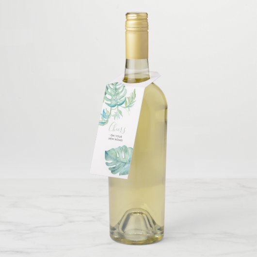 Tropische Wijn Housewarming Gift Flessenhanger (Schuin)