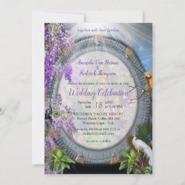 Tropische wijnstokbloemen en grote kleurige vogels kaart