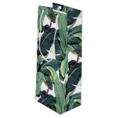 Tropische wijntas van banaan met bladeren wijn cadeautas (Achterkant Gekanteld)