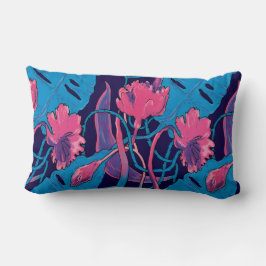 Tropische Wilde Bloemen Blauw Roze Modern Exotisch Kussen