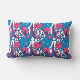 Tropische Wilde Bloemen Blauw Roze Modern Exotisch Kussen