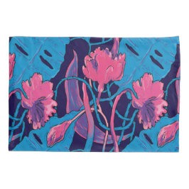 Tropische Wilde Bloemen Blauw Roze Modern Exotisch Kussensloop