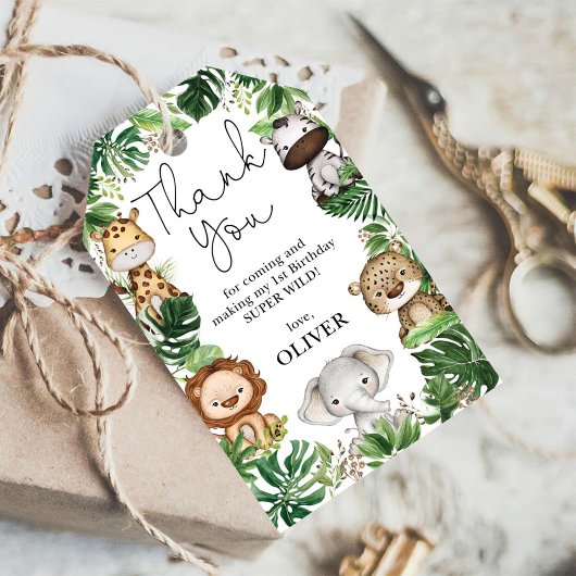 Tropische wilde dieren Oerwoud Safari Birthday Par Cadeaulabel