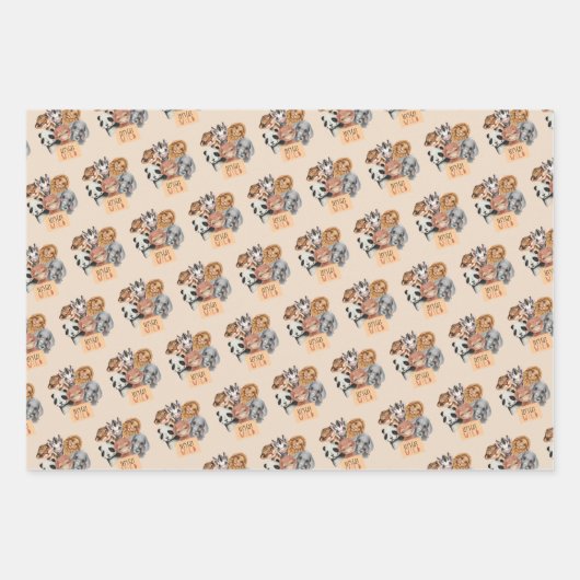 Tropische wilde eendierdieren van één Oerwoud Inpakpapier Vel (Voorkant 3)