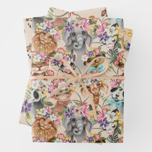 Tropische wilde eendierdieren van één Oerwoud Inpakpapier Vel (In situ)