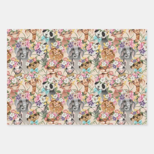 Tropische wilde eendierdieren van één Oerwoud Inpakpapier Vel (Voorkant)