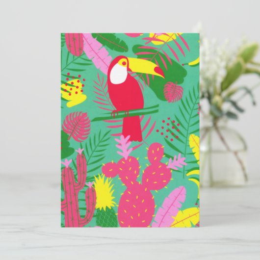 Tropische wilde Oerwoud Paradise Toucan Waterverf Feestdagenkaart (Staand voorkant)