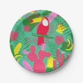 Tropische wilde Oerwoud Paradise Toucan Waterverf Papieren Bordje (Voorkant)