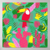 Tropische wilde Oerwoud Paradise Toucan Waterverf Poster (Voorkant)