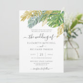 Tropische wilde palmbladeren bruiloft kaart (Staand voorkant)