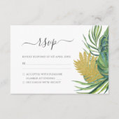 Tropische wilde palmbladeren bruiloft RSVP kaartje (Voorkant)