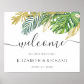 Tropische wilde palmbladeren Bruiloft Welkomstbord Poster (Voorkant)