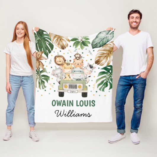 Tropische Wilde Partij Dieren Safari Jongen Kweker Fleece Deken (In situ)