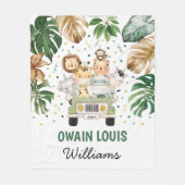 Tropische Wilde Partij Dieren Safari Jongen Kweker Fleece Deken (Voorkant)