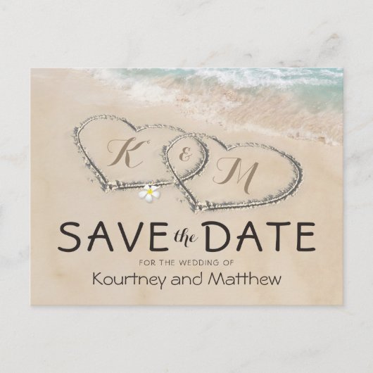 Tropische  winkelwagentje met strand opslaan Datum Aankondigingskaart (Voorkant)