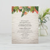 Tropische witte baksteen bruiloft repetitie diner kaart (Staand voorkant)