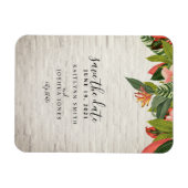 Tropische witte bakstenen bruiloft opslaan van de  magneet (Horizontaal)