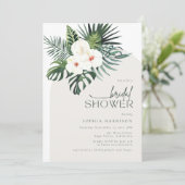 Tropische witte bloemboog Vrijgezellenfeest Kaart (Staand voorkant)