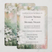 Tropische witte bloemen bruiloft kaart (Voorkant / Achterkant)