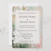 Tropische witte bloemen bruiloft kaart (Voorkant)