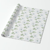 Tropische Witte Bloemen Cadeaupapier (Uitgerold)