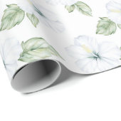 Tropische Witte Bloemen Cadeaupapier (Rol Hoek)