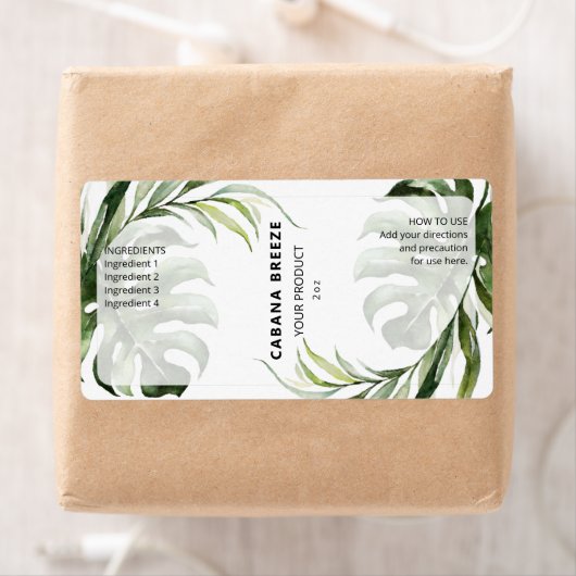 Tropische witte en groene flacondopperlabels etiket (Insitu)