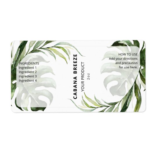 Tropische witte en groene flacondopperlabels etiket (Voorkant)