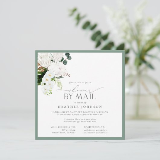 Tropische witte en groene Waterverf — Shower Mail Kaart (Staand voorkant)