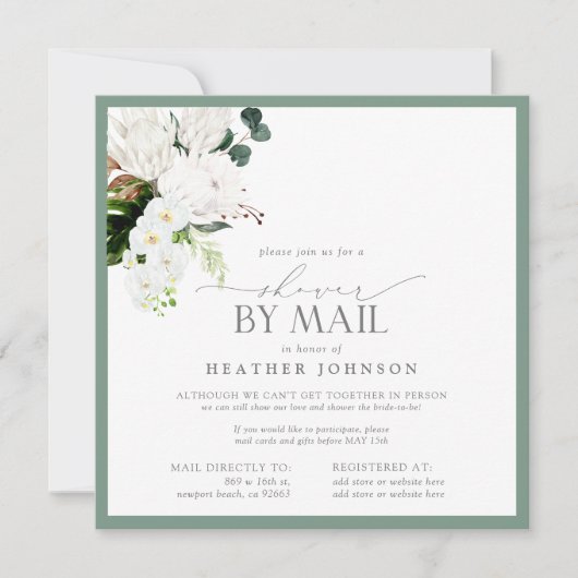 Tropische witte en groene Waterverf — Shower Mail Kaart (Voorkant)