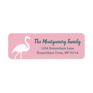 Tropische witte flamingo Silhouette & Familienaam Etiket