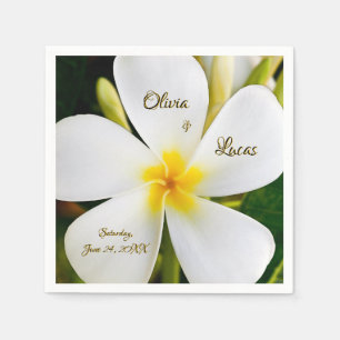 Tropische witte flora - nieuw begin - huwelijk servet