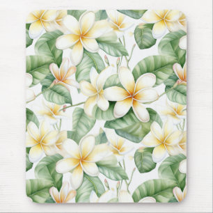 Tropische witte Frangipani bloem patroon bureau Muismat
