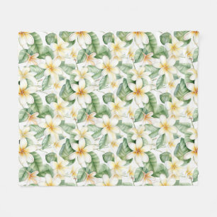 Tropische witte Frangipani bloem patroon Fleece Deken