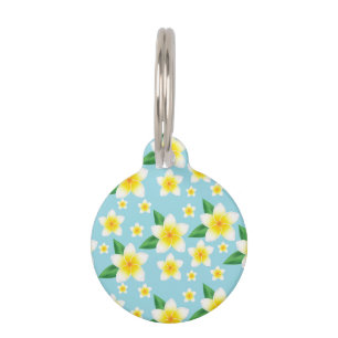 Tropische witte Frangipani-bloemen en aangepaste i Huisdierpenning