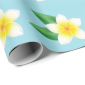 Tropische witte frangipani Plumeria bloem op blauw Cadeaupapier (Rol Hoek)
