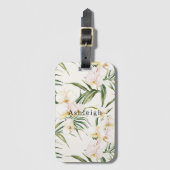 Tropische witte orchidee bloemen bagagelabel (Voorkant (verticaal))