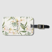 Tropische witte orchidee bloemen bagagelabel (Voorkant (horizontaal))