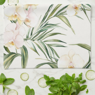 Tropische Witte Orchidee Bloemen Bruidsdouche Theedoek
