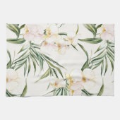 Tropische witte orchidee bloemen bruidsshower theedoek (Horizontaal)