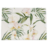 Tropische witte orchidee bloemen bruiloft groot cadeauzakje (Voorkant)