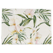 Tropische witte orchidee bloemen bruiloft groot cadeauzakje (Achterkant)