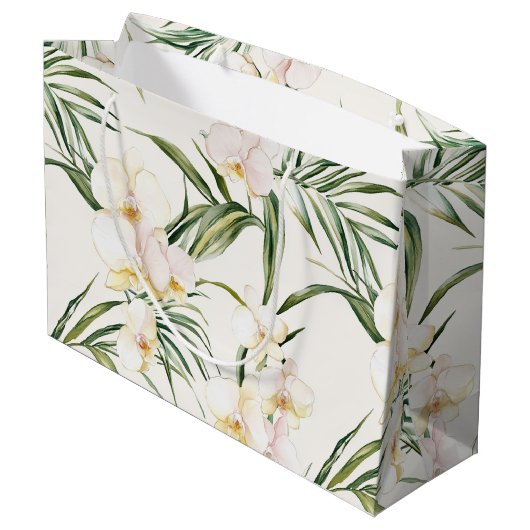 Tropische witte orchidee bloemen bruiloft groot cadeauzakje (Achterkant Gekanteld)
