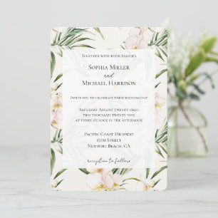 Tropische witte orchidee bloemen bruiloft kaart