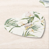 Tropische witte orchidee bloemen bruiloftsdouche kartonnen onderzetters (Gekanteld)