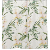 Tropische witte orchidee bloemen douchegordijn (Voorkant)